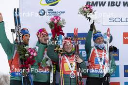 17.02.2019, Soldier Hollow, United States of America (USA): Eric Lesser (GER), Benedikt Doll (GER), Franziska Hildebrand (GER), Vanessa Hinz (GER), (l-r) -  IBU world cup biathlon, relay mixed, Soldier Hollow (USA). www.nordicfocus.com. © Manzoni/NordicFocus. Every downloaded picture is fee-liable.