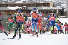 17.02.2019, Soldier Hollow, United States of America (USA): Erik Lesser (GER), Jeremy Finello (SUI), (l-r) -  IBU world cup biathlon, relay mixed, Soldier Hollow (USA). www.nordicfocus.com. © Manzoni/NordicFocus. Every downloaded picture is fee-liable.