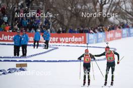 17.02.2019, Soldier Hollow, United States of America (USA): Franziska Hildebrand (GER), Benedikt Doll (GER), (l-r) -  IBU world cup biathlon, relay mixed, Soldier Hollow (USA). www.nordicfocus.com. © Manzoni/NordicFocus. Every downloaded picture is fee-liable.