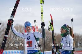 17.02.2019, Soldier Hollow, United States of America (USA): Lukas Hofer (ITA), Dorothea Wierer (ITA), (l-r) -  IBU world cup biathlon, single mixed relay, Soldier Hollow (USA). www.nordicfocus.com. © Manzoni/NordicFocus. Every downloaded picture is fee-liable.
