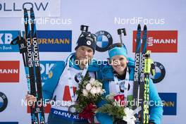 17.02.2019, Soldier Hollow, United States of America (USA): Antonin Guigonnat (FRA), Julia Simon (FRA), (l-r) -  IBU world cup biathlon, single mixed relay, Soldier Hollow (USA). www.nordicfocus.com. © Manzoni/NordicFocus. Every downloaded picture is fee-liable.