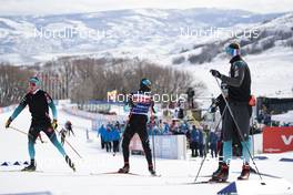 17.02.2019, Soldier Hollow, United States of America (USA): Fabien Claude (FRA), Simon Fourcade (FRA), Antonin Guigonnat (FRA), Emilien Jacquelin (FRA), (l-r) -  IBU world cup biathlon, single mixed relay, Soldier Hollow (USA). www.nordicfocus.com. © Manzoni/NordicFocus. Every downloaded picture is fee-liable.