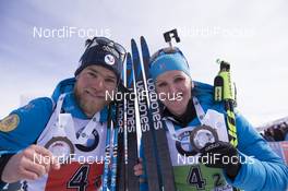17.02.2019, Soldier Hollow, United States of America (USA): Julia Simon (FRA), Antonin Guigonnat (FRA), (l-r) -  IBU world cup biathlon, single mixed relay, Soldier Hollow (USA). www.nordicfocus.com. © Manzoni/NordicFocus. Every downloaded picture is fee-liable.