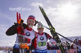 17.02.2019, Soldier Hollow, United States of America (USA): Simon Eder (AUT), Lisa Theresa Hauser (AUT), (l-r) -  IBU world cup biathlon, single mixed relay, Soldier Hollow (USA). www.nordicfocus.com. © Manzoni/NordicFocus. Every downloaded picture is fee-liable.