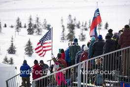 17.02.2019, Soldier Hollow, United States of America (USA): Event Feature: US and Russian Flag waved on the grand stand -  IBU world cup biathlon, single mixed relay, Soldier Hollow (USA). www.nordicfocus.com. © Manzoni/NordicFocus. Every downloaded picture is fee-liable.