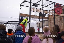 14.02.2019, Soldier Hollow, United States of America (USA): Event Feature: Social Axe Game in the fun park -  IBU world cup biathlon, sprint women, Soldier Hollow (USA). www.nordicfocus.com. © Manzoni/NordicFocus. Every downloaded picture is fee-liable.