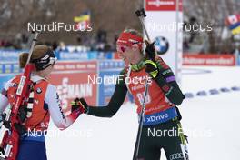 14.02.2019, Soldier Hollow, United States of America (USA): Susanna Meinen (SUI), Denise Herrmann (GER), (l-r) -  IBU world cup biathlon, sprint women, Soldier Hollow (USA). www.nordicfocus.com. © Manzoni/NordicFocus. Every downloaded picture is fee-liable.