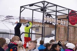 14.02.2019, Soldier Hollow, United States of America (USA): Event Feature: Social Axe Game in the fun park -  IBU world cup biathlon, sprint women, Soldier Hollow (USA). www.nordicfocus.com. © Manzoni/NordicFocus. Every downloaded picture is fee-liable.