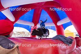 14.02.2019, Soldier Hollow, United States of America (USA): Event Feature: kids bullriding in the fun park next to the track -  IBU world cup biathlon, sprint women, Soldier Hollow (USA). www.nordicfocus.com. © Manzoni/NordicFocus. Every downloaded picture is fee-liable.