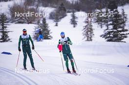 12.02.2019, Soldier Hollow, United States of America (USA): Dominik Windisch (ITA), Lukas Hofer (ITA), (l-r) -  IBU world cup biathlon, training, Soldier Hollow (USA). www.nordicfocus.com. © Manzoni/NordicFocus. Every downloaded picture is fee-liable.