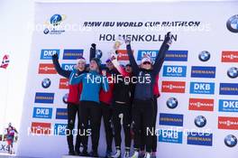 23.03.2019, Oslo, Norway (NOR): Ingrid Landmark Tandrevold (NOR), Marte Olsbu Roeiseland (NOR), Tiril Eckhoff (NOR), Synnoeve Solemdal (NOR), (l-r) - IBU world cup biathlon, cups, Oslo (NOR). www.nordicfocus.com. © Manzoni/NordicFocus. Every downloaded picture is fee-liable.