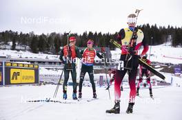 24.03.2019, Oslo, Norway (NOR): Arnd Peiffer (GER), Benedikt Doll (GER), Johannes Thingnes Boe (NOR), (l-r) - IBU world cup biathlon, mass men, Oslo (NOR). www.nordicfocus.com. © Manzoni/NordicFocus. Every downloaded picture is fee-liable.