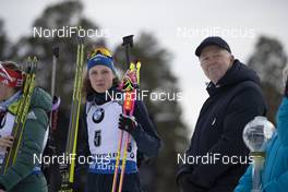 24.03.2019, Oslo, Norway (NOR): Hanna Oeberg (SWE), Olle Dahlin (SWE), IBU president, (l-r) - IBU world cup biathlon, mass women, Oslo (NOR). www.nordicfocus.com. © Manzoni/NordicFocus. Every downloaded picture is fee-liable.