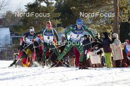 23.03.2019, Oslo, Norway (NOR): Tarjei Boe (NOR), Benedikt Doll (GER), Lukas Hofer (ITA), (l-r) - IBU world cup biathlon, pursuit men, Oslo (NOR). www.nordicfocus.com. © Manzoni/NordicFocus. Every downloaded picture is fee-liable.