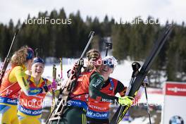 23.03.2019, Oslo, Norway (NOR): Hanna Oeberg (SWE), Linn Persson (SWE), Denise Herrmann (GER), Marte Olsbu Roeiseland (NOR), (l-r) - IBU world cup biathlon, pursuit women, Oslo (NOR). www.nordicfocus.com. © Manzoni/NordicFocus. Every downloaded picture is fee-liable.