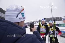 24.02.2019, Minsk-Raubichi, Belarus (BLR): Tarjei Boe (NOR), Haavard Gutuboe Bogetveit (NOR), (l-r) - IBU Open European championships biathlon, medals, Minsk-Raubichi (BLR). www.nordicfocus.com. © Manzoni/NordicFocus. Every downloaded picture is fee-liable.