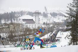 24.02.2019, Minsk-Raubichi, Belarus (BLR): Aristide Begue (FRA), Dmitry Malyshko (RUS), (l-r) - IBU Open European championships biathlon, pursuit men, Minsk-Raubichi (BLR). www.nordicfocus.com. © Manzoni/NordicFocus. Every downloaded picture is fee-liable.