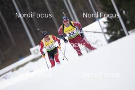 23.02.2019, Minsk-Raubichi, Belarus (BLR): Lorenz Waeger (AUT), Andrejs Rastorgujevs (LAT), (l-r) - IBU Open European championships biathlon, sprint men, Minsk-Raubichi (BLR). www.nordicfocus.com. © Manzoni/NordicFocus. Every downloaded picture is fee-liable.
