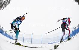 13.03.2019, Oestersund, Sweden (SWE): Julian Eberhard (AUT), Quentin Fillon Maillet (FRA) - IBU world championships biathlon, individual men, Oestersund (SWE). www.nordicfocus.com. © Tumashov/NordicFocus. Every downloaded picture is fee-liable.