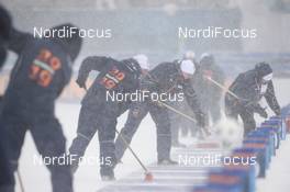 17.03.2019, Oestersund, Sweden (SWE): Event Feature: prepare shooting range- IBU world championships biathlon, mass men, Oestersund (SWE). www.nordicfocus.com. © Tumashov/NordicFocus. Every downloaded picture is fee-liable.