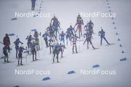 17.03.2019, Oestersund, Sweden (SWE): Event Feature: The field leaves the stadium after the start - IBU world championships biathlon, mass men, Oestersund (SWE). www.nordicfocus.com. © Manzoni/NordicFocus. Every downloaded picture is fee-liable.