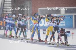 17.03.2019, Oestersund, Sweden (SWE): Lisa Vittozzi (ITA), Mona Brorsson (SWE) - IBU world championships biathlon, mass women, Oestersund (SWE). www.nordicfocus.com. © Tumashov/NordicFocus. Every downloaded picture is fee-liable.