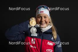 16.03.2019, Oestersund, Sweden (SWE): Ingrid Landmark Tandrevold (NOR) - IBU world championships biathlon, medals, Oestersund (SWE). www.nordicfocus.com. © Manzoni/NordicFocus. Every downloaded picture is fee-liable.