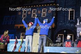 14.03.2019, Oestersund, Sweden (SWE): Dorothea Wierer (ITA), Lukas Hofer (ITA), (l-r) - IBU world championships biathlon, medals, Oestersund (SWE). www.nordicfocus.com. © Manzoni/NordicFocus. Every downloaded picture is fee-liable.