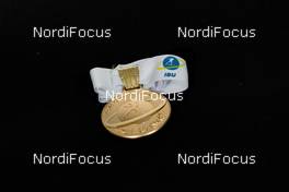 06.03.2019, Oestersund, Sweden (SWE): Event Feature: The Championship medal gold - IBU world championships biathlon, medals, Oestersund (SWE). www.nordicfocus.com. © Manzoni/NordicFocus. Every downloaded picture is fee-liable.