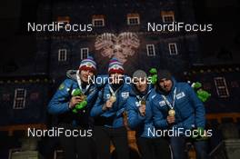 16.03.2019, Oestersund, Sweden (SWE): Matvey Eliseev (RUS), Nikita Porshnev (RUS), Dmitry Malyshko (RUS), Alexander Loginov (RUS) - IBU world championships biathlon, medals, Oestersund (SWE). www.nordicfocus.com. © Tumashov/NordicFocus. Every downloaded picture is fee-liable.