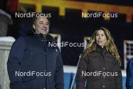 09.03.2019, Oestersund, Sweden (SWE): Jim Carrabre (CAN), member of the IBU board, Magdalena Forsberg (SWE) (l-r) - IBU world championships biathlon, medals, Oestersund (SWE). www.nordicfocus.com. © Manzoni/NordicFocus. Every downloaded picture is fee-liable.