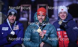 13.03.2019, Oestersund, Sweden (SWE): Arnd Peiffer (GER), Vladimir Iliev (BUL), Tarjei Boe (NOR) - IBU world championships biathlon, medals, Oestersund (SWE). www.nordicfocus.com. © Tumashov/NordicFocus. Every downloaded picture is fee-liable.