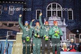 07.03.2019, Oestersund, Sweden (SWE): Vanessa Hinz (GER), Denise Herrmann (GER), Arnd Peiffer (GER), Benedikt Doll (GER), (l-r) - IBU world championships biathlon, medals, Oestersund (SWE). www.nordicfocus.com. © Manzoni/NordicFocus. Every downloaded picture is fee-liable.