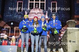 07.03.2019, Oestersund, Sweden (SWE): Lisa Vittozzi (ITA), Dorothea Wierer (ITA), Lukas Hofer (ITA), Dominik Windisch (ITA), (l-r) - IBU world championships biathlon, medals, Oestersund (SWE). www.nordicfocus.com. © Manzoni/NordicFocus. Every downloaded picture is fee-liable.