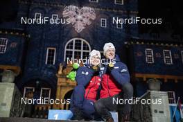 14.03.2019, Oestersund, Sweden (SWE): Marte Olsbu Roeiseland (NOR), Johannes Thingnes Boe (NOR), (l-r) - IBU world championships biathlon, medals, Oestersund (SWE). www.nordicfocus.com. © Manzoni/NordicFocus. Every downloaded picture is fee-liable.