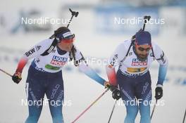 07.03.2019, Oestersund, Sweden (SWE): Lena Haecki (SUI), Benjamin Weger (SUI) - IBU world championships biathlon, relay mixed, Oestersund (SWE). www.nordicfocus.com. © Tumashov/NordicFocus. Every downloaded picture is fee-liable.