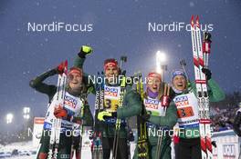 07.03.2019, Oestersund, Sweden (SWE): Benedikt Doll (GER), Arnd Peiffer (GER), Denise Herrmann (GER), Vanessa Hinz (GER), (l-r) - IBU world championships biathlon, relay mixed, Oestersund (SWE). www.nordicfocus.com. © Manzoni/NordicFocus. Every downloaded picture is fee-liable.