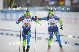 07.03.2019, Oestersund, Sweden (SWE): Elena Kruchinkina (BLR), Anton Smolski (BLR) - IBU world championships biathlon, relay mixed, Oestersund (SWE). www.nordicfocus.com. © Tumashov/NordicFocus. Every downloaded picture is fee-liable.