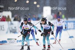 07.03.2019, Oestersund, Sweden (SWE): Simon Desthieux (FRA), Martin Fourcade (FRA), (l-r) - IBU world championships biathlon, relay mixed, Oestersund (SWE). www.nordicfocus.com. © Manzoni/NordicFocus. Every downloaded picture is fee-liable.