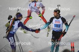 07.03.2019, Oestersund, Sweden (SWE): Martin Fourcade (FRA), Dmytro Pidruchnyi (UKR) - IBU world championships biathlon, relay mixed, Oestersund (SWE). www.nordicfocus.com. © Tumashov/NordicFocus. Every downloaded picture is fee-liable.