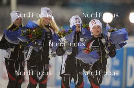 07.03.2019, Oestersund, Sweden (SWE): Event Feature: flower ceremony- IBU world championships biathlon, relay mixed, Oestersund (SWE). www.nordicfocus.com. © Tumashov/NordicFocus. Every downloaded picture is fee-liable.