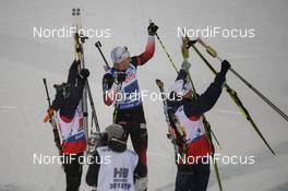 07.03.2019, Oestersund, Sweden (SWE): Marte Olsbu Roeiseland (NOR), Tiril Eckhoff (NOR), Johannes Thingnes Boe (NOR), Vetle Sjaastad Christiansen (NOR) - IBU world championships biathlon, relay mixed, Oestersund (SWE). www.nordicfocus.com. © Tumashov/NordicFocus. Every downloaded picture is fee-liable.
