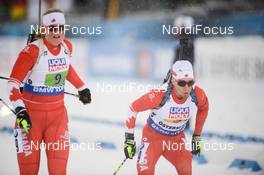 07.03.2019, Oestersund, Sweden (SWE): Sarah Beaudry (CAN), Christian Gow (CAN) - IBU world championships biathlon, relay mixed, Oestersund (SWE). www.nordicfocus.com. © Tumashov/NordicFocus. Every downloaded picture is fee-liable.