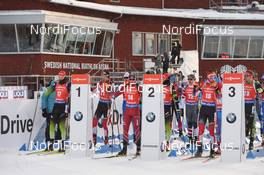10.03.2019, Oestersund, Sweden (SWE): Tarjei Boe (NOR), Andrejs Rastorgujevs (LAT), Simon Eder (AUT), Jakov Fak (SLO) - IBU world championships biathlon, pursuit men, Oestersund (SWE). www.nordicfocus.com. © Tumashov/NordicFocus. Every downloaded picture is fee-liable.