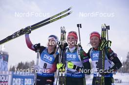 10.03.2019, Oestersund, Sweden (SWE): Tiril Eckhoff (NOR), Denise Herrmann (GER), Laura Dahlmeier (GER), (l-r) - IBU world championships biathlon, pursuit women, Oestersund (SWE). www.nordicfocus.com. © Manzoni/NordicFocus. Every downloaded picture is fee-liable.