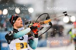 16.03.2019, Oestersund, Sweden (SWE): Simon Desthieux (FRA) - IBU world championships biathlon, relay men, Oestersund (SWE). www.nordicfocus.com. © Tumashov/NordicFocus. Every downloaded picture is fee-liable.