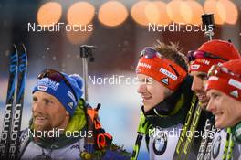 16.03.2019, Oestersund, Sweden (SWE): Erik Lesser (GER), Roman Rees (GER), Arnd Peiffer (GER), Benedikt Doll (GER) - IBU world championships biathlon, relay men, Oestersund (SWE). www.nordicfocus.com. © Tumashov/NordicFocus. Every downloaded picture is fee-liable.