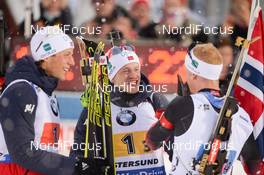 16.03.2019, Oestersund, Sweden (SWE): Lars Helge Birkeland (NOR), Vetle Sjaastad Christiansen (NOR), Tarjei Boe (NOR), Johannes Thingnes Boe (NOR) - IBU world championships biathlon, relay men, Oestersund (SWE). www.nordicfocus.com. © Tumashov/NordicFocus. Every downloaded picture is fee-liable.