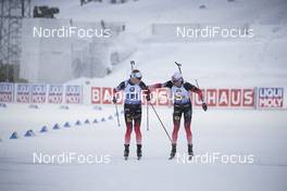 16.03.2019, Oestersund, Sweden (SWE): Johannes Thingnes Boe (NOR), Tarjei Boe (NOR), (l-r) - IBU world championships biathlon, relay men, Oestersund (SWE). www.nordicfocus.com. © Manzoni/NordicFocus. Every downloaded picture is fee-liable.