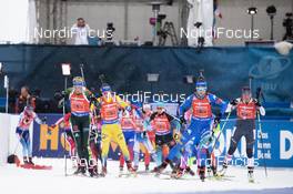 16.03.2019, Oestersund, Sweden (SWE): Vanessa Hinz (GER), Linn Persson (SWE), Lisa Vittozzi (ITA), Susan Dunklee (USA), (l-r) - IBU world championships biathlon, relay women, Oestersund (SWE). www.nordicfocus.com. © Manzoni/NordicFocus. Every downloaded picture is fee-liable.
